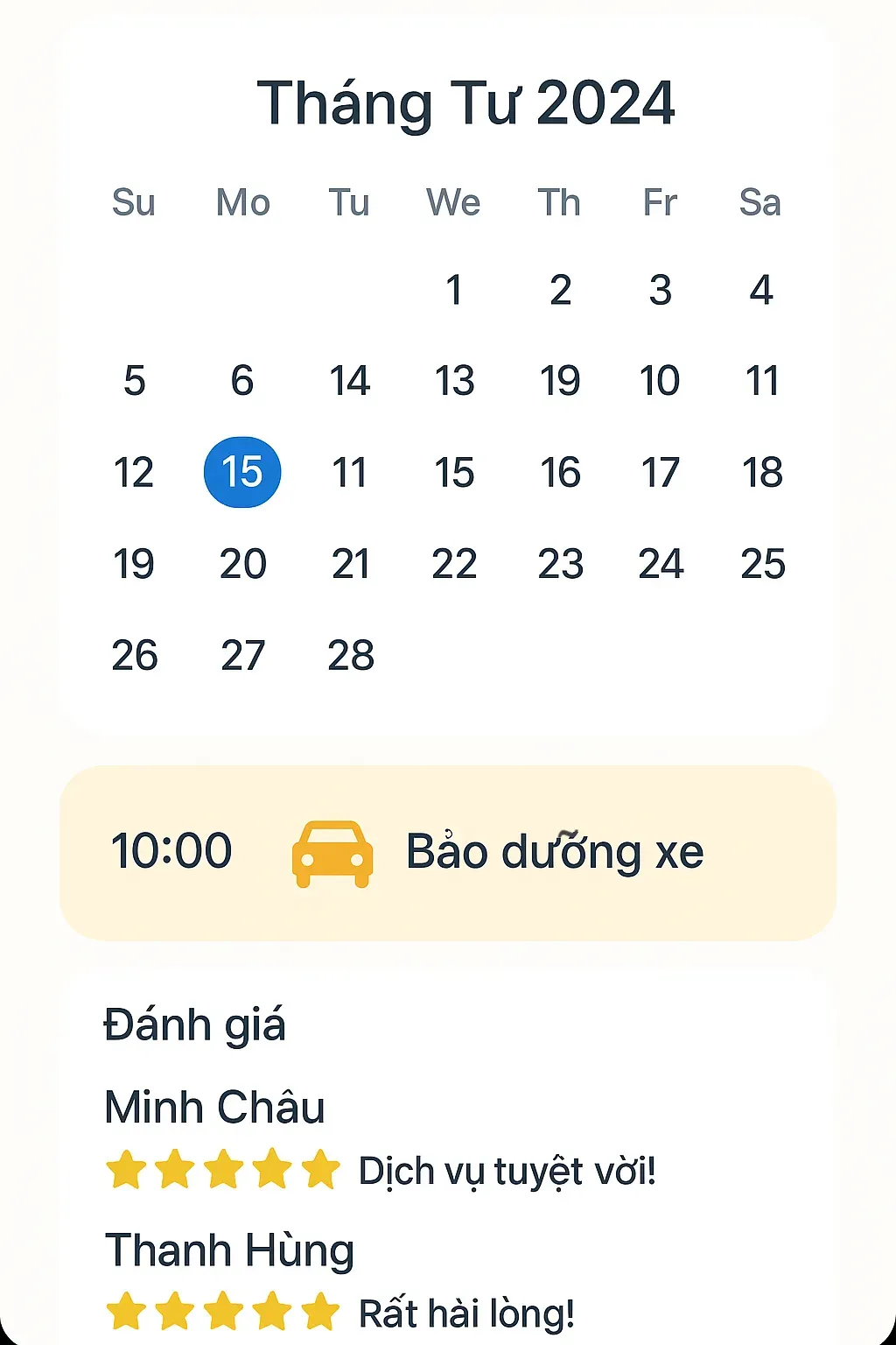 Đặt lịch dễ dàng